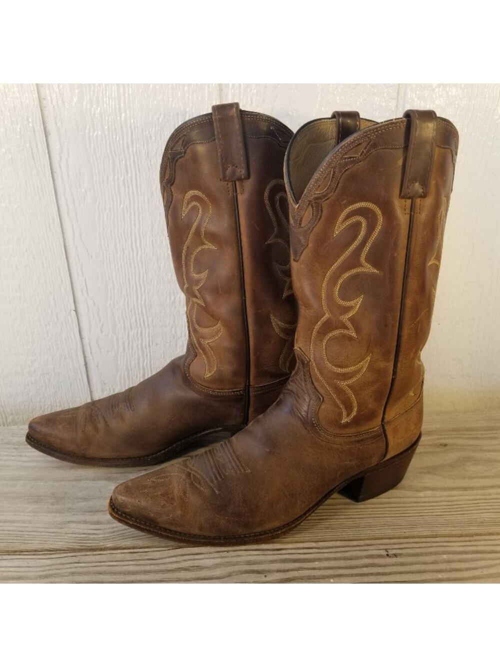 Dan Post Mens Pecan Brown Leather Cowboy Western Boots 12 D 9496 USA